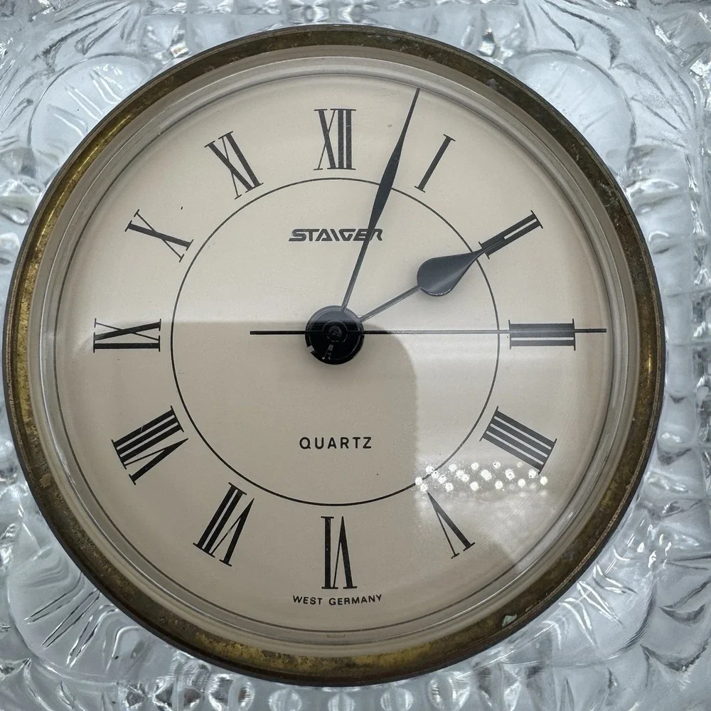 STAIGER Mantel Clock Quartz Lead Crystal Vintage 4